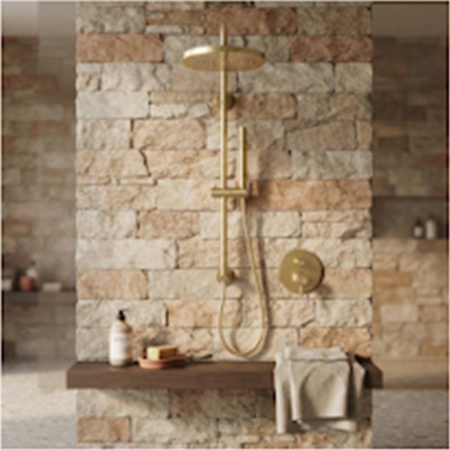 Brizo Odin Rainfall Shower System, 12-Inch Shower Head, Hand Shower, Pressure-Balanced, Brushed Gold